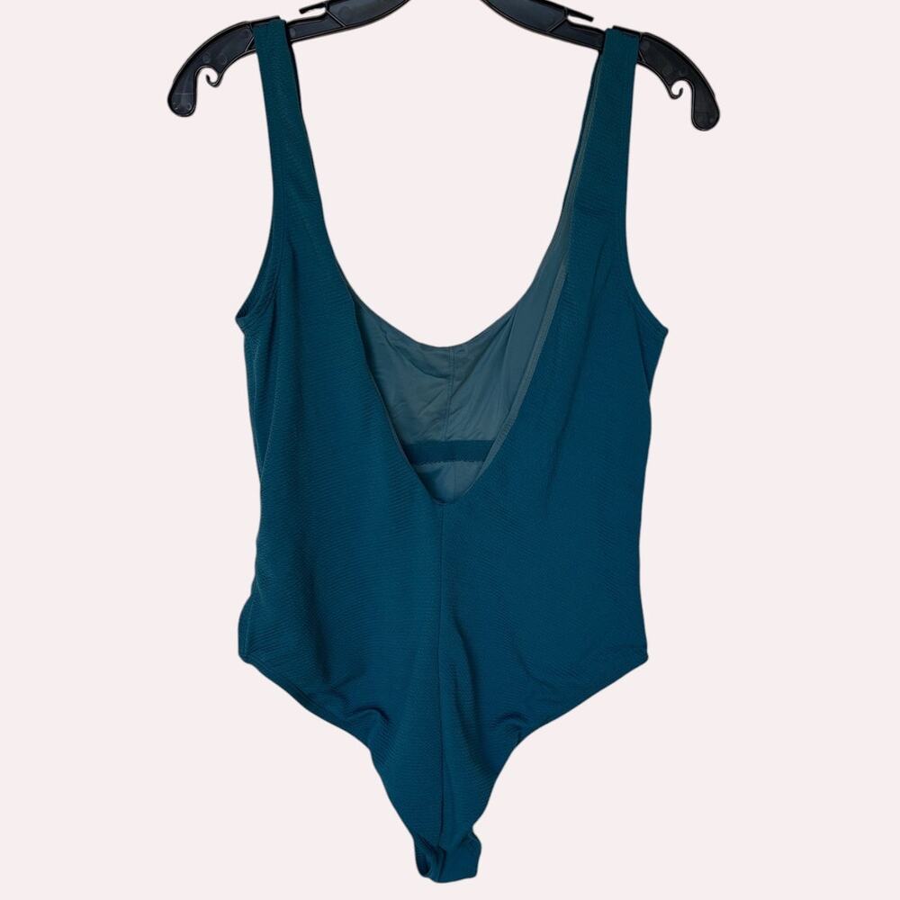 Andie Ibiza Textured Minimalist One Piece Swimsuit - Azure (Ocean Blue) size L - Picture 3 of 12